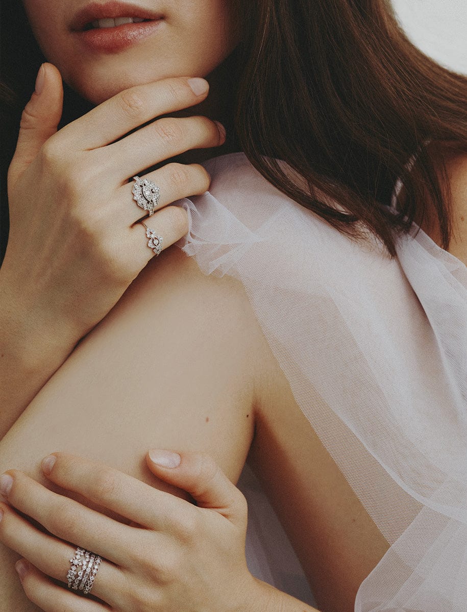 Bague Dôme étoile Céleste – Argent 925 – Multi-pierres Et Diamants – Or Jaune 14K