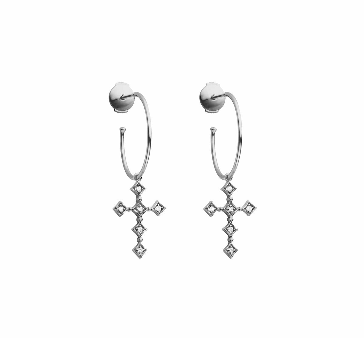 Boucles D'oreilles Fantaisie Créoles Blanc Pois Noir - Tendance Soirée Et Mode - Neuf Avec étiquettes