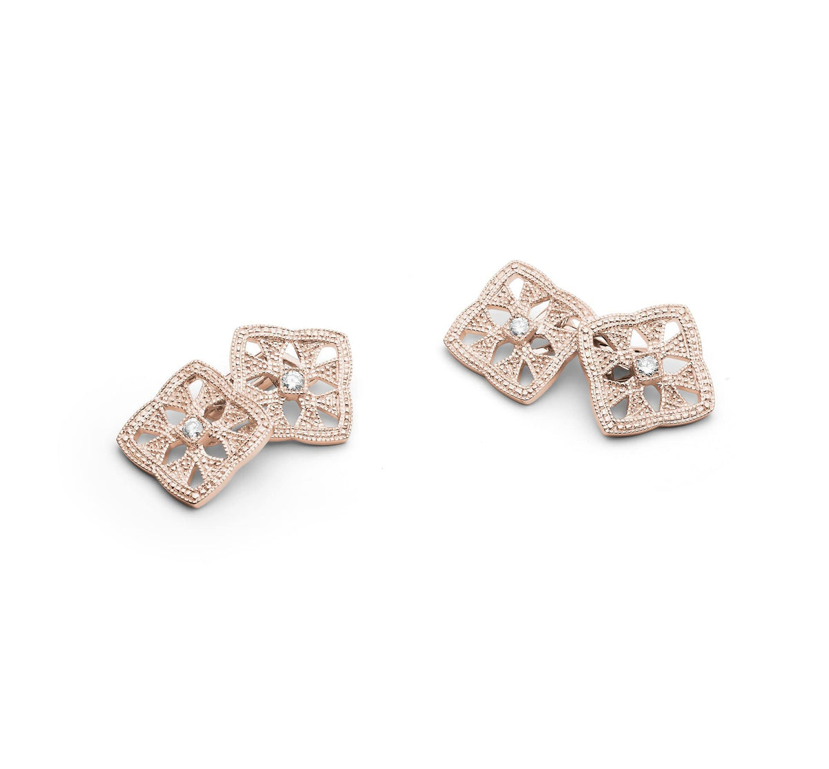 Gatsby cufflinks pink gold and diamonds Stone Paris StoneParis par Marie Poniatowski