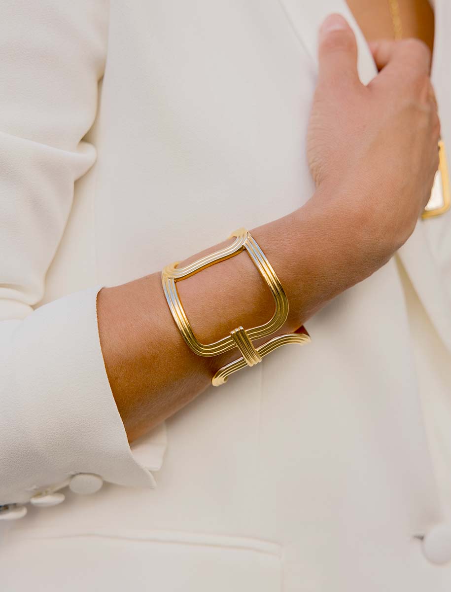 Organica Golden brass with fine gold bracelet – StoneParis | par