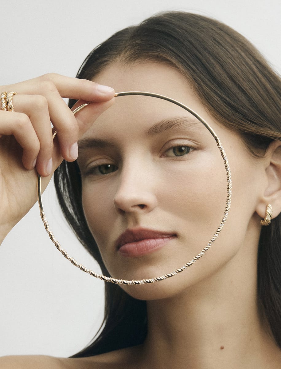 Collier Twist Or et diamants