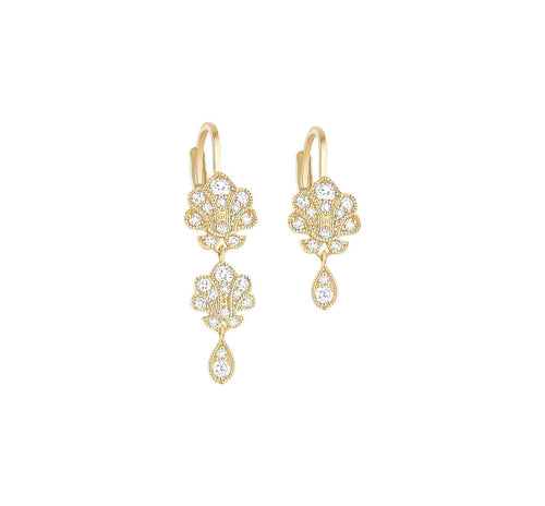 Boucles D'oreilles Clous En Or Rose 14K Avec Diamants 1 Cts - Neuf, Marque Jisha, Certifié