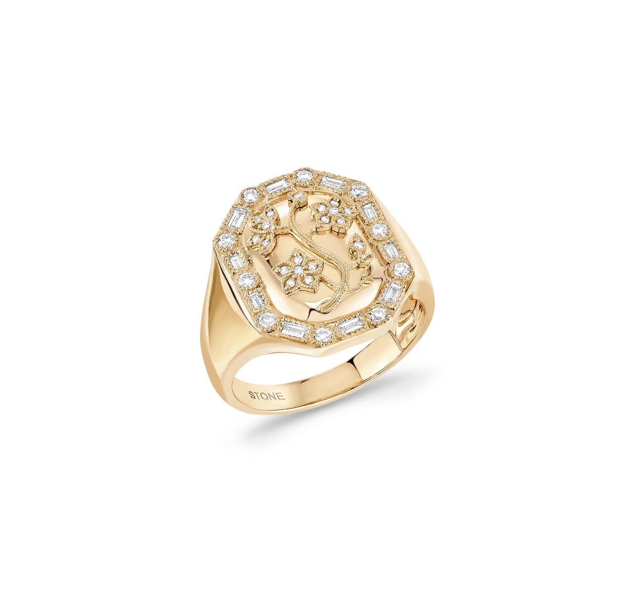 Cherry Blossom Gold and diamonds signet ring