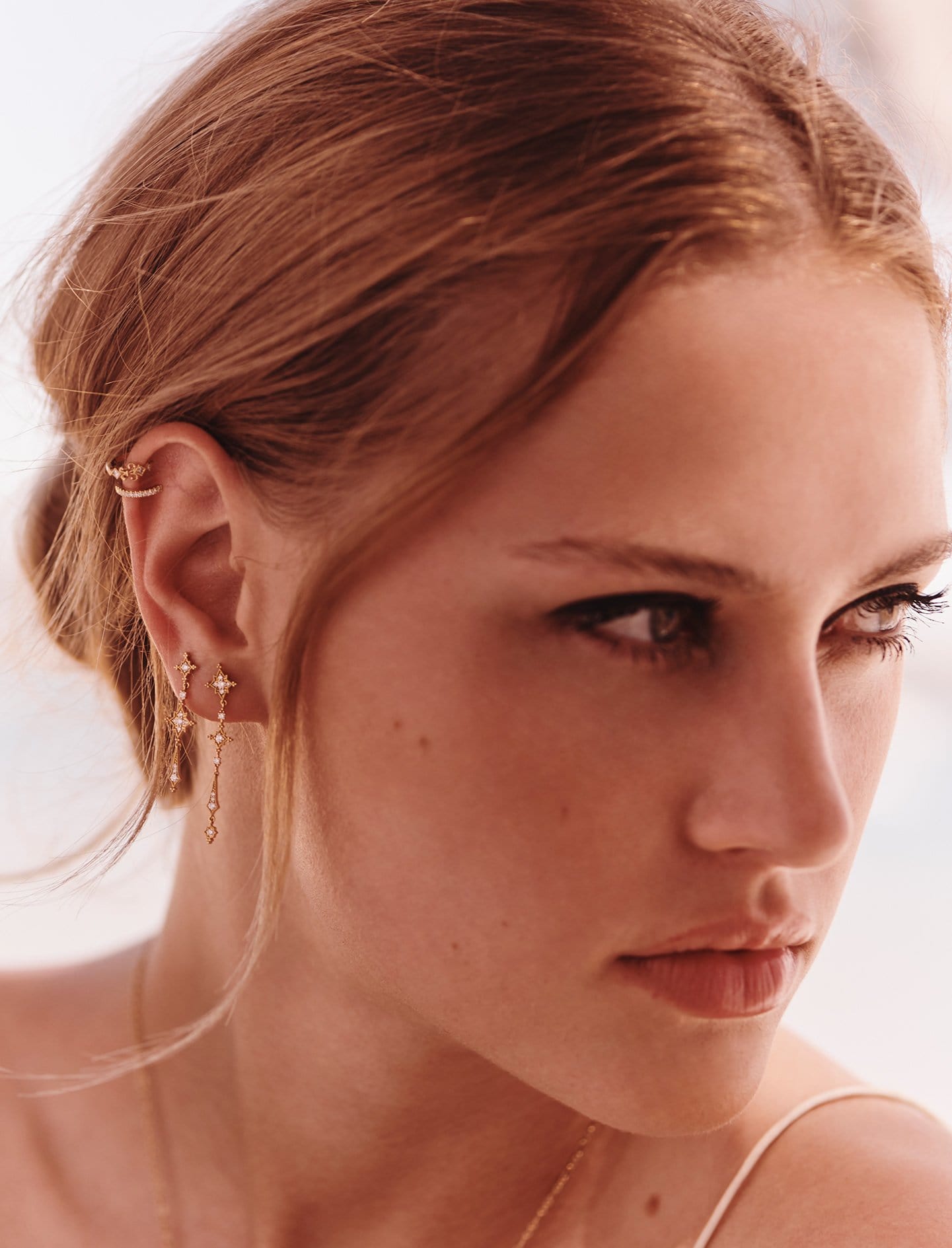 Boucle unique Glory Mini créole double or et diamants