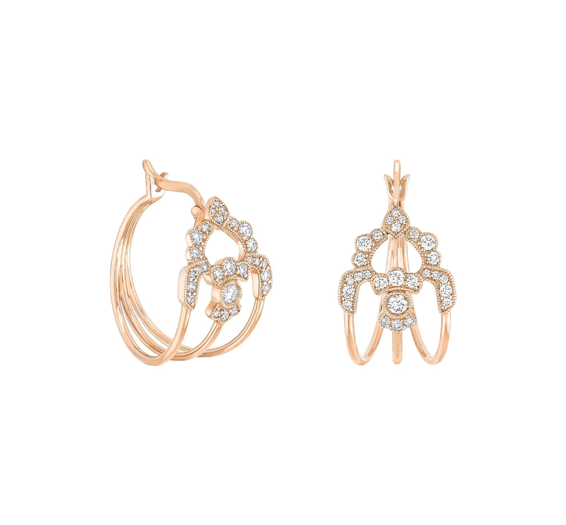 Nude Gold and diamonds hoops